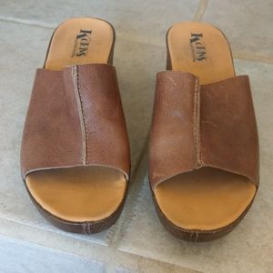 Korks brown leather wedge sandals